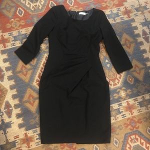 Calvin Klein Black Long Sleeve Ruched  Dress